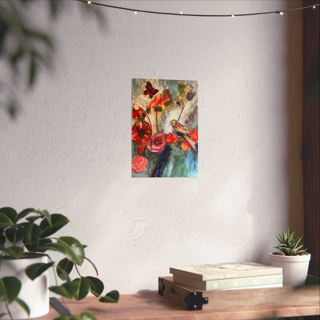 Botanical Bird Fine Art Giclée Print— Floral Wall Art Print
